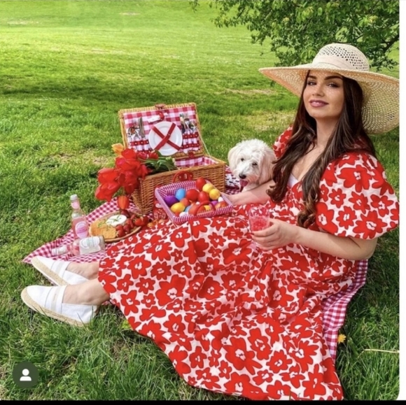 ZARA * Floral Printed Poplin Maxi Dress Red size xs - Picture 4 of 16